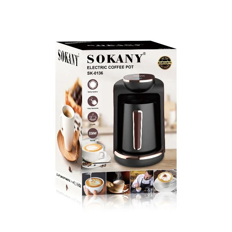 Portable Turkish Coffee Maker,Brew 4 Cups Italian Espresso, with LED Dispaly Switch Travel ,220V Electric Moka Pot for Tea Milk