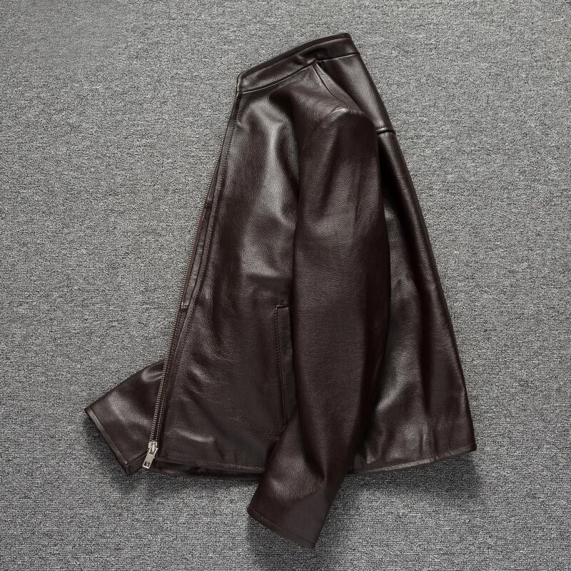 Streetwear Real Leather Jacket Men Casual Genuine Cowhide Coats 6XL Slim Motorcycle Jacket Men's Clothing Кожаная Куртка - view 4