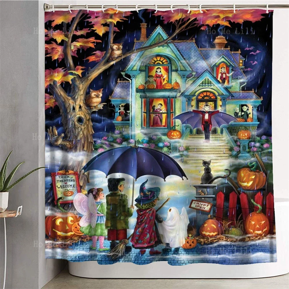 Vermont Christmas Company Fright Night Halloween Shower Curtain For Bathroom Decor