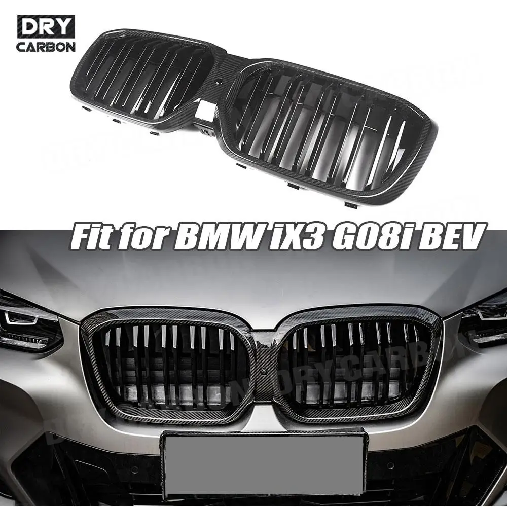 

Carbon Fiber Car Styling Front Kidney Grille Dual Slat Grille For BMW iX3 G08i 2022 ABS Racing Grills Body Kits Accessories