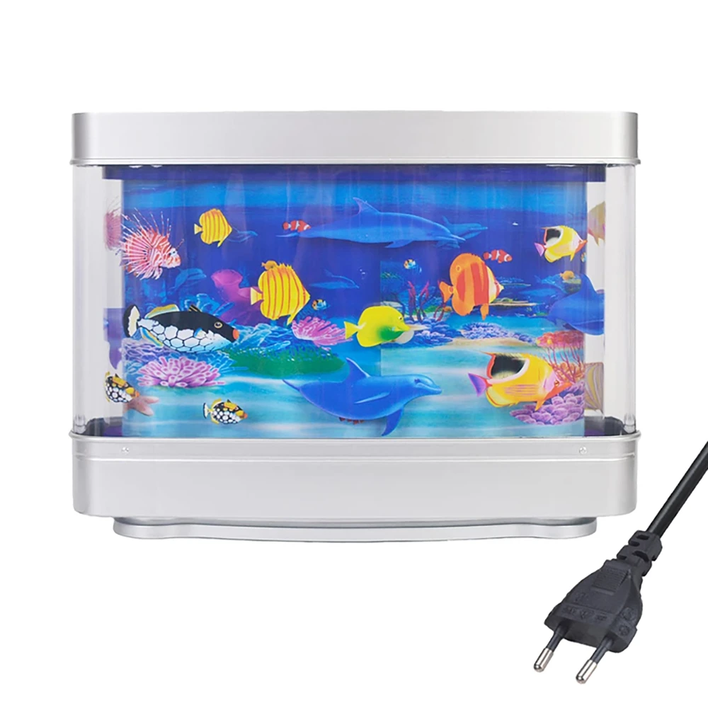 Dynamic Virtual Ocean Led Fish Tank Lamp Dolphin Artificial Tropical Landscape Aquarium Mood Night Light Cute Room Decoration