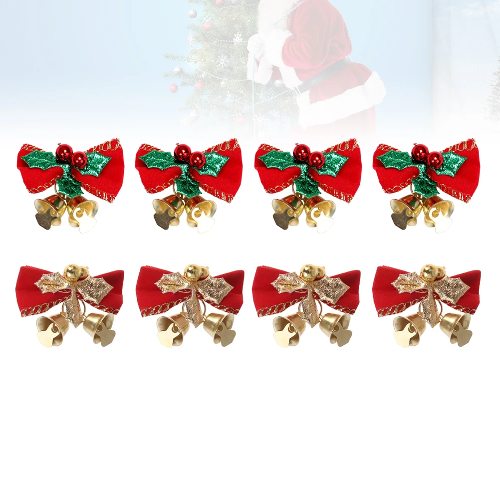

10Pcs Bowknot Bell Christmas Tree Wreath Ornaments Hanging Decorations Glitter Festival Accessories Christmas Decorations