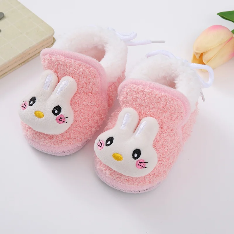 Winter Baby Shoes Boys Girls Booties Warm Cartoon Animal Toddler Cotton Walking Shoes Infant Soft Anti-slip Newborn Crib Shoes