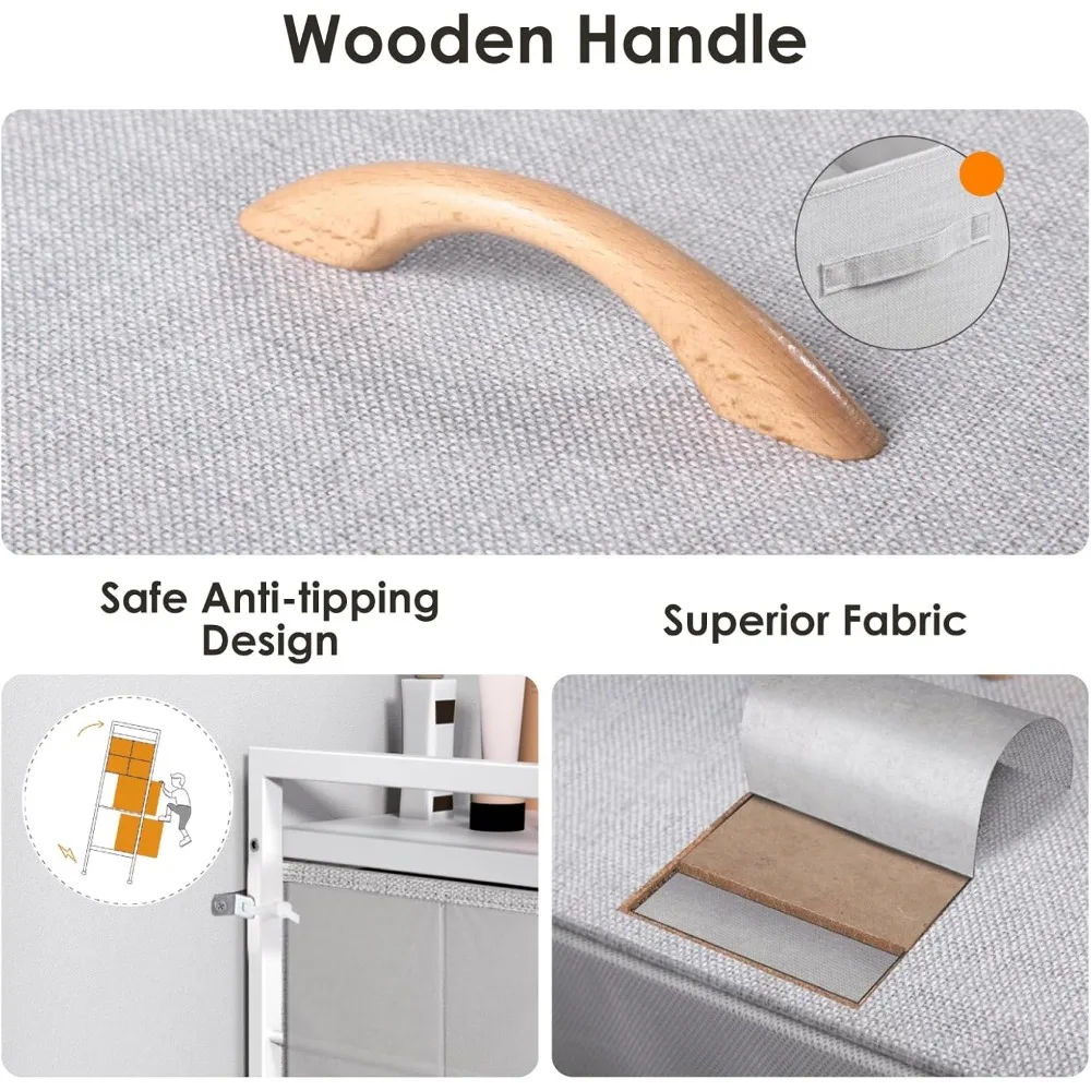 خزانة رومون لغرفة النوم والتخزين ومنظمون للخزانة مع 5 أدراج وخزانة قماش صغيرة وصناديق ذات أدراج للأطفال #6