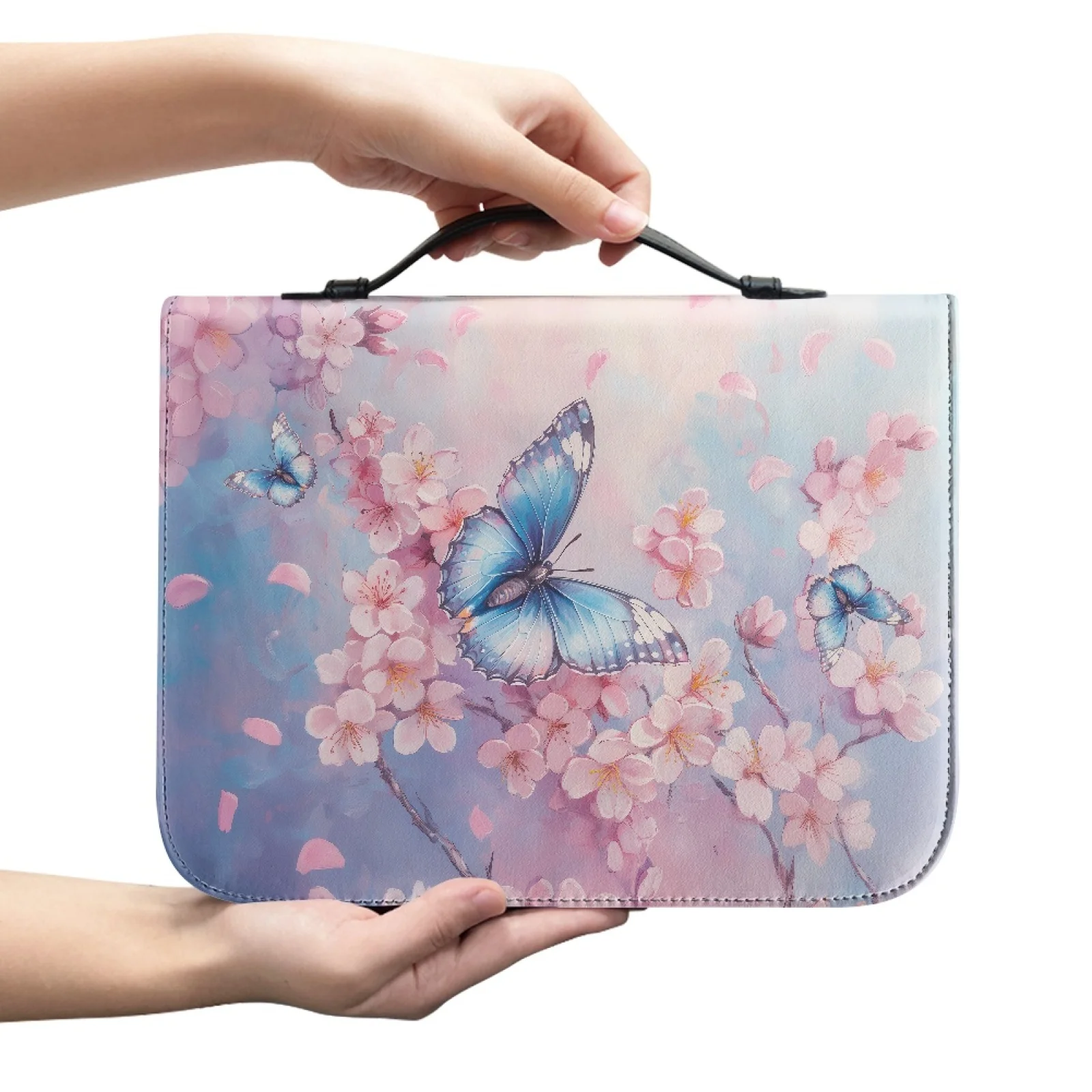 XIXIRIMIDO Pink Cherry Blossom Art 2026 Collection Protective Bible Covers for Men PU Leather Bible Protector