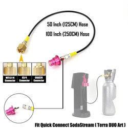 Quick Connect Soda Maker To External Co2 Cylinder Adapter Hose Fit SodaStream Terra DUO Art With W21.8-14 CGA320 G3/4 Connector
