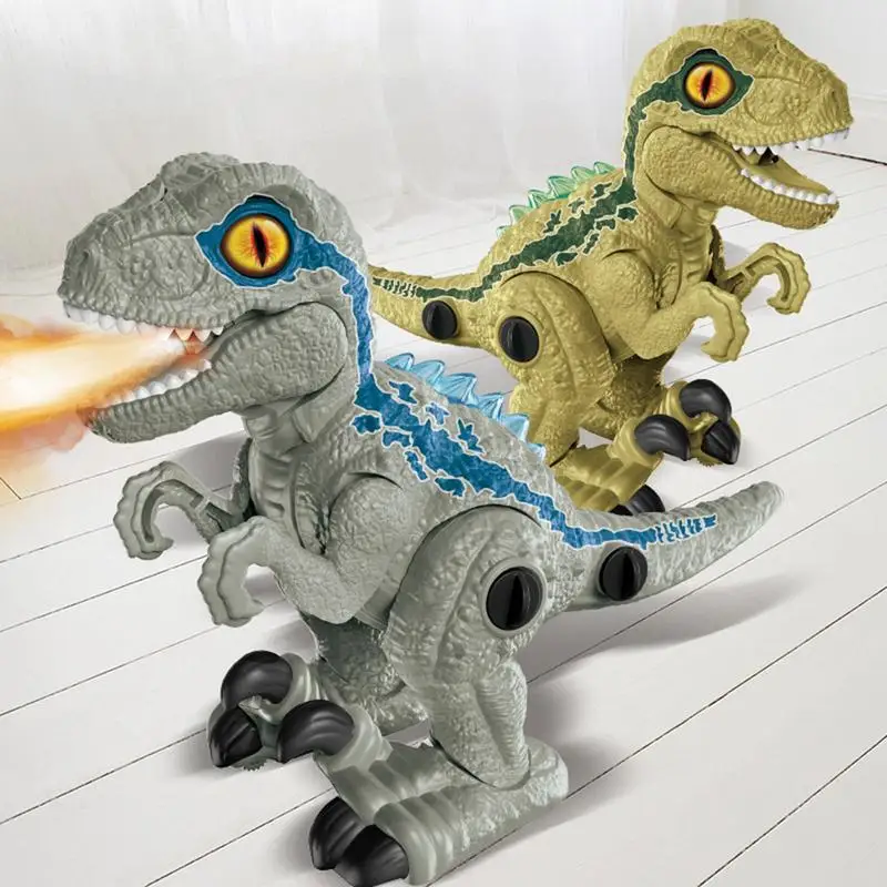 Electric Walking Spray Dinosaur Robot With LED Light & Realistic Sound Mechanical Dinosaurs Model Toy For Kids Birthday Gifts