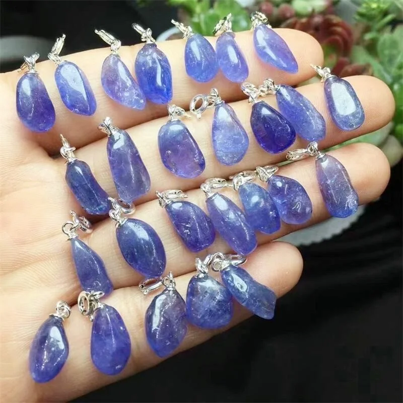 S925 Natural Tanzanite Pendant DIY Crystal Bracelet Drip Spacer Bead Jewelry Necklace Pendant Accessories