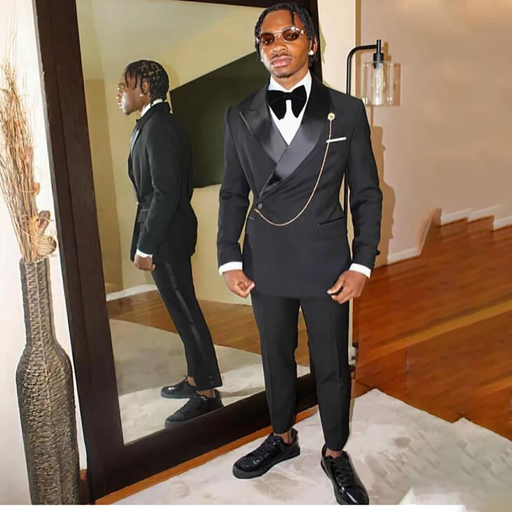 

One-Buttom Suits for Men Party Fashion Solid Color 2 Piece Jacket Pants Full Sets Elegant Customzied Male Clothing Costume Homme