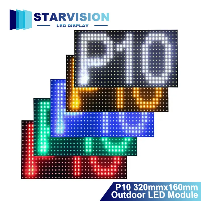 High Brightness P10 Outdoor LED Module 320x160mm 1/2 Scan 10mm Pitch LED Matrix Panel Digital Signboard LED Display Unit Board