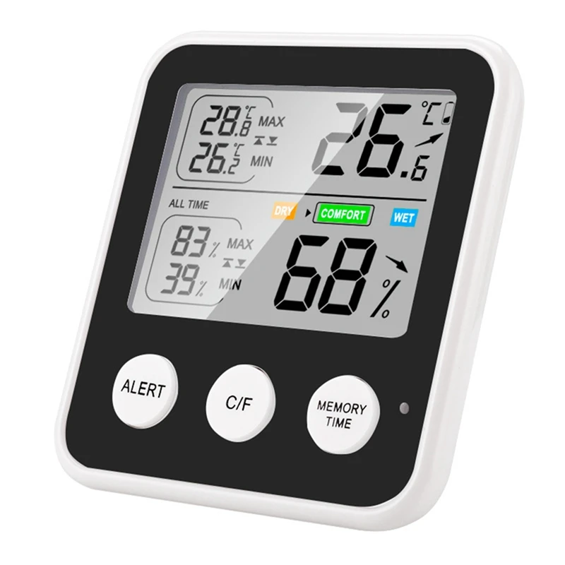 Electronic Digital Temperature Humidity Meter Indoor Outdoor Thermometer Hygrometer Weather Station Clock