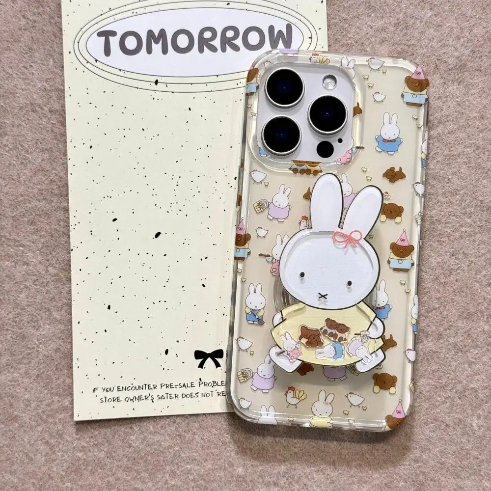 

Miffy Rabbit мультфильм милый медведь и цыпленок подходит для Iphone 16 15 14 13 серии Pro Max высокий внешний вид защита чехла для телефона