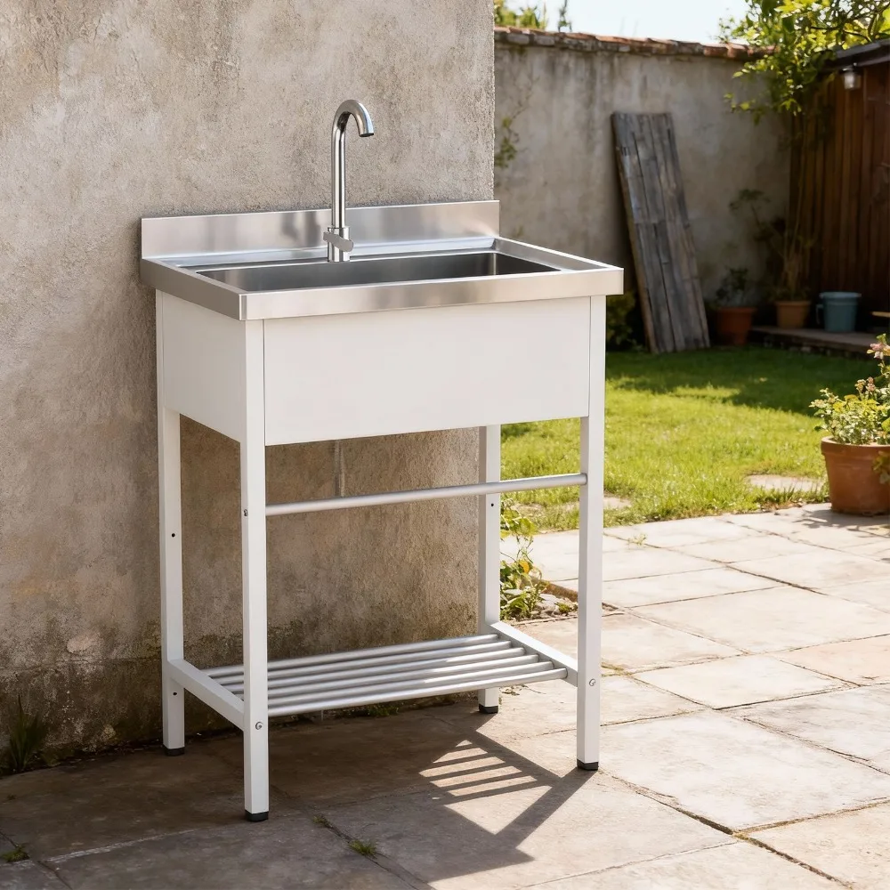 

Freestanding Stainless Steel Sink Freestanding Stainless Steel Wash Basin White