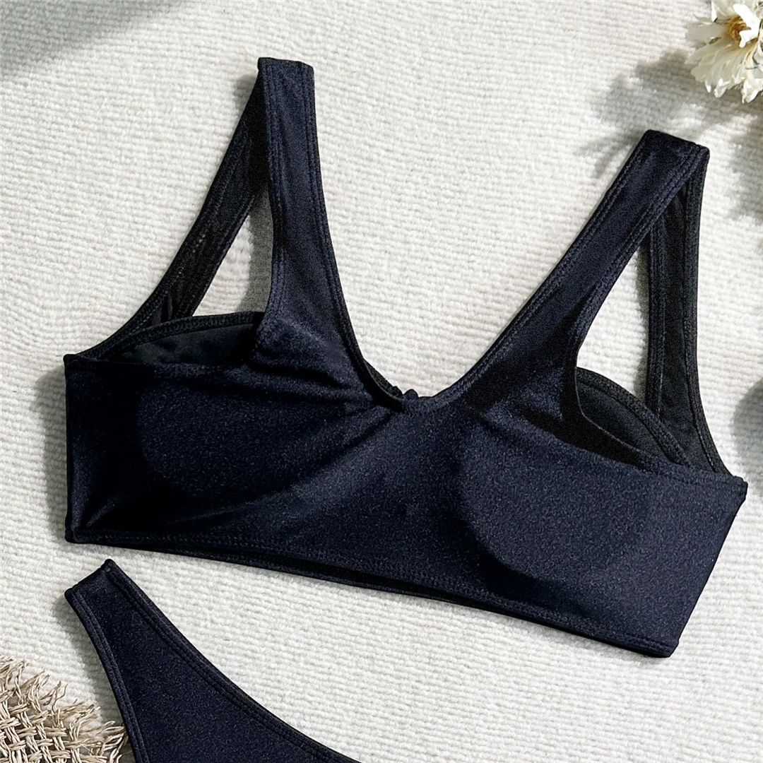 2026 Geknoteter Bikini mit Ausschnitten, Damen-Badeanzug, zweiteiliger Bikini-Set, brasilianischer Badeanzug mit Polsterung, Badebekleidung, Schwimmanzug V6619 – Detail 15