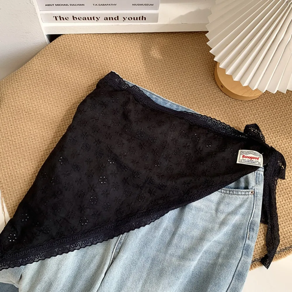 

Модная кружевная мини-юбка с цветочной вышивкой в стиле Y2K, из тюля, с высокой талией, на шнуровке, для ношения поверх брюк