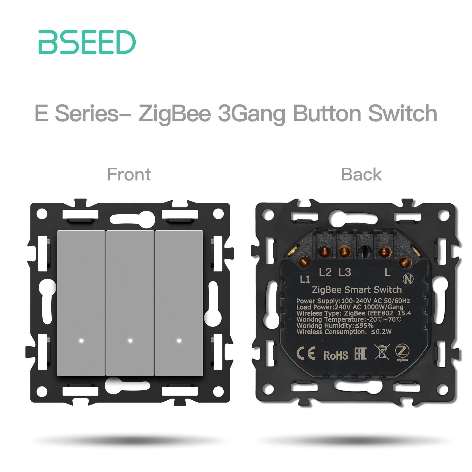 BSEED 1/2/3/4Gang Zigbee Klicken Schalter Teil Kunststoff Rahmen Smart Dimmer Vorhang Schalter Funktion DIY Teil EU Smart Steckdose Teile