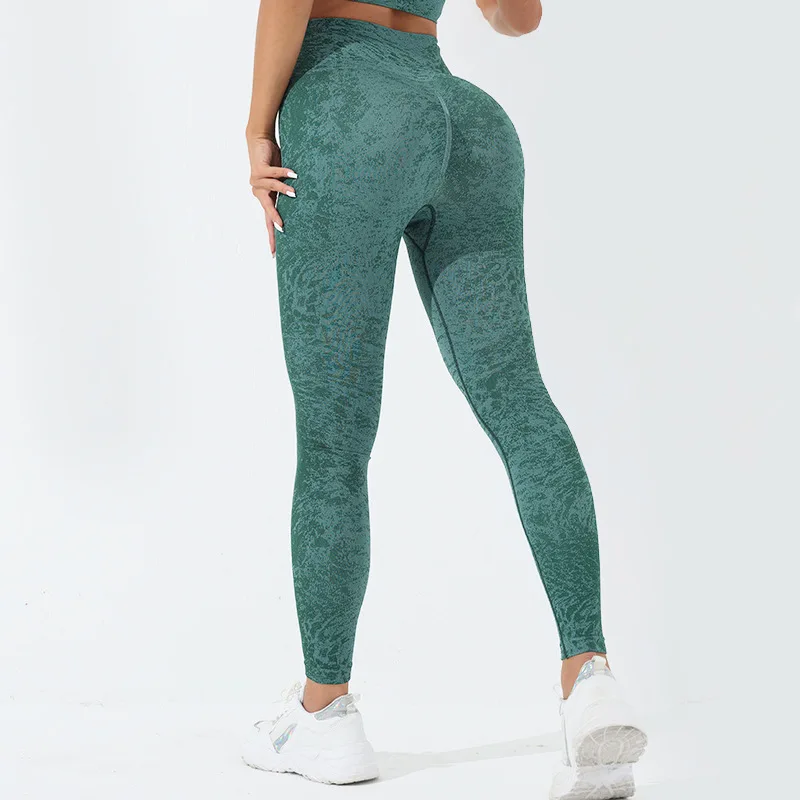 Mulheres cintura alta leggings apertados leopardo padrão pêssego hip calças de fitness outwear esportes push up yoga leggings