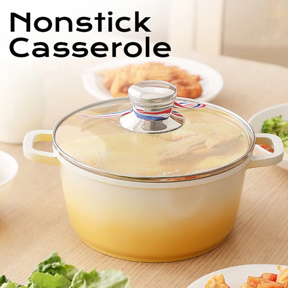 A67T NEW Nonstick Stock Pot Induction Cooking Pot with Tempered Glass Lid Kitchen Soup Pot Stockpot with Stay-Cool A