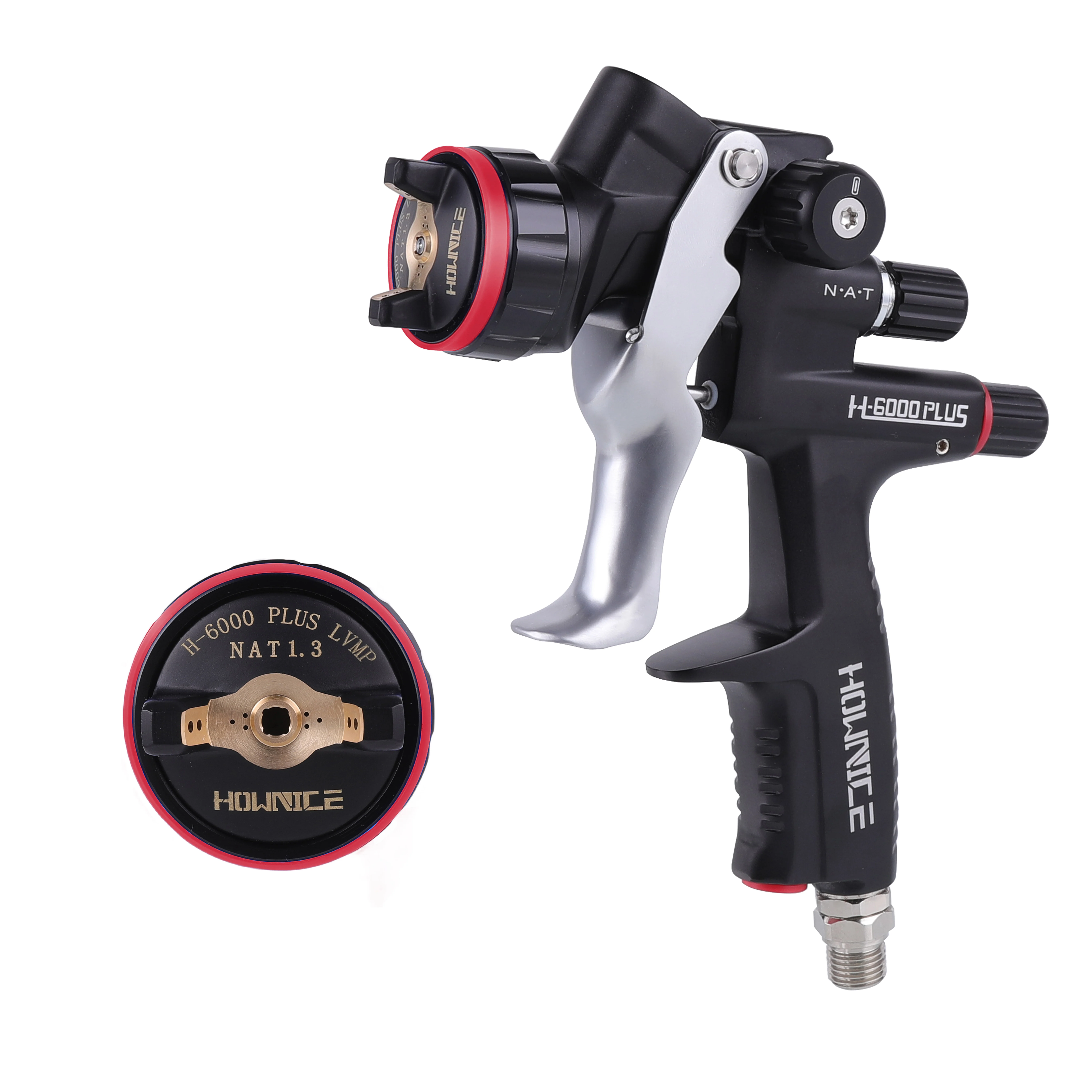 6000PLUS Professional Auto Spray Gun for Automotive Painting Pneumatic Steel with 1.3mm Nozzle Gravity Feed