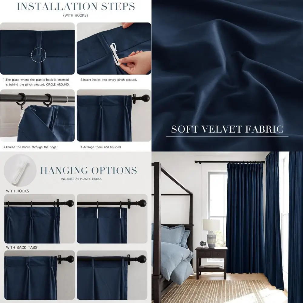 

Темно-синие бархатные плиссированные шторы-разделители для комнаты, 66x84, термоизолированные, шумоподавляющие, конфиденциальность для гостиной