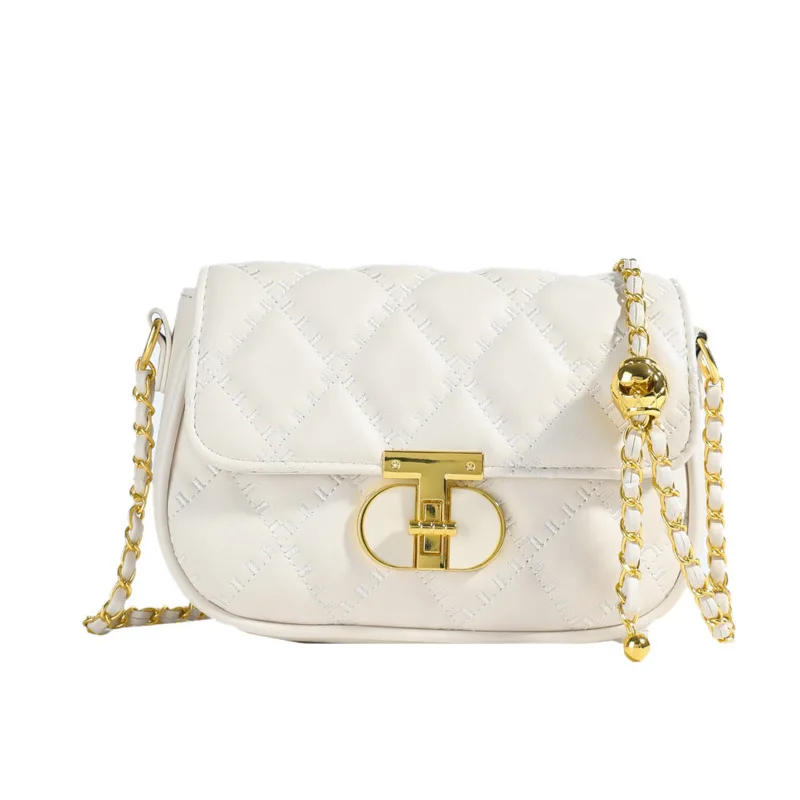 حقيبة مربعة مبطنة لعام 2025، محفظة كتف للخريف للنساء، حقيبة كروس بحزام على شكل سلسلة، حقيبة متعددة الاستخدامات من اليوم إلى الليل، حبال مزخرفة #5