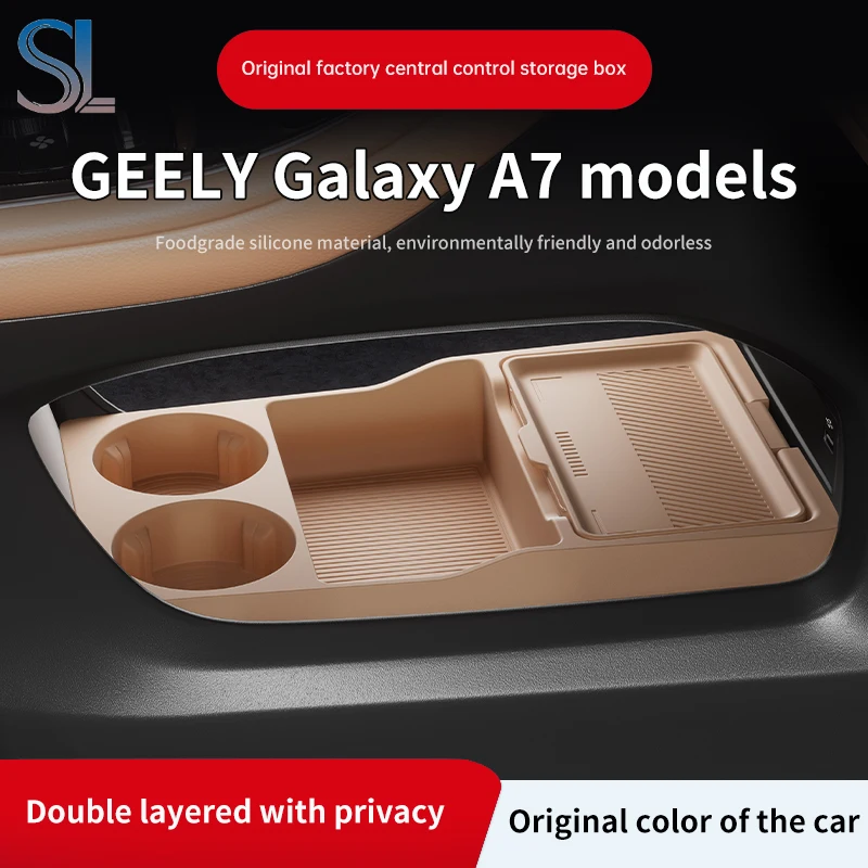 

For Geely Galaxy A7‌ 2025 2026 Storage Box Center Armrest Hidden Box Cup Holder Organizer Interior Accessories