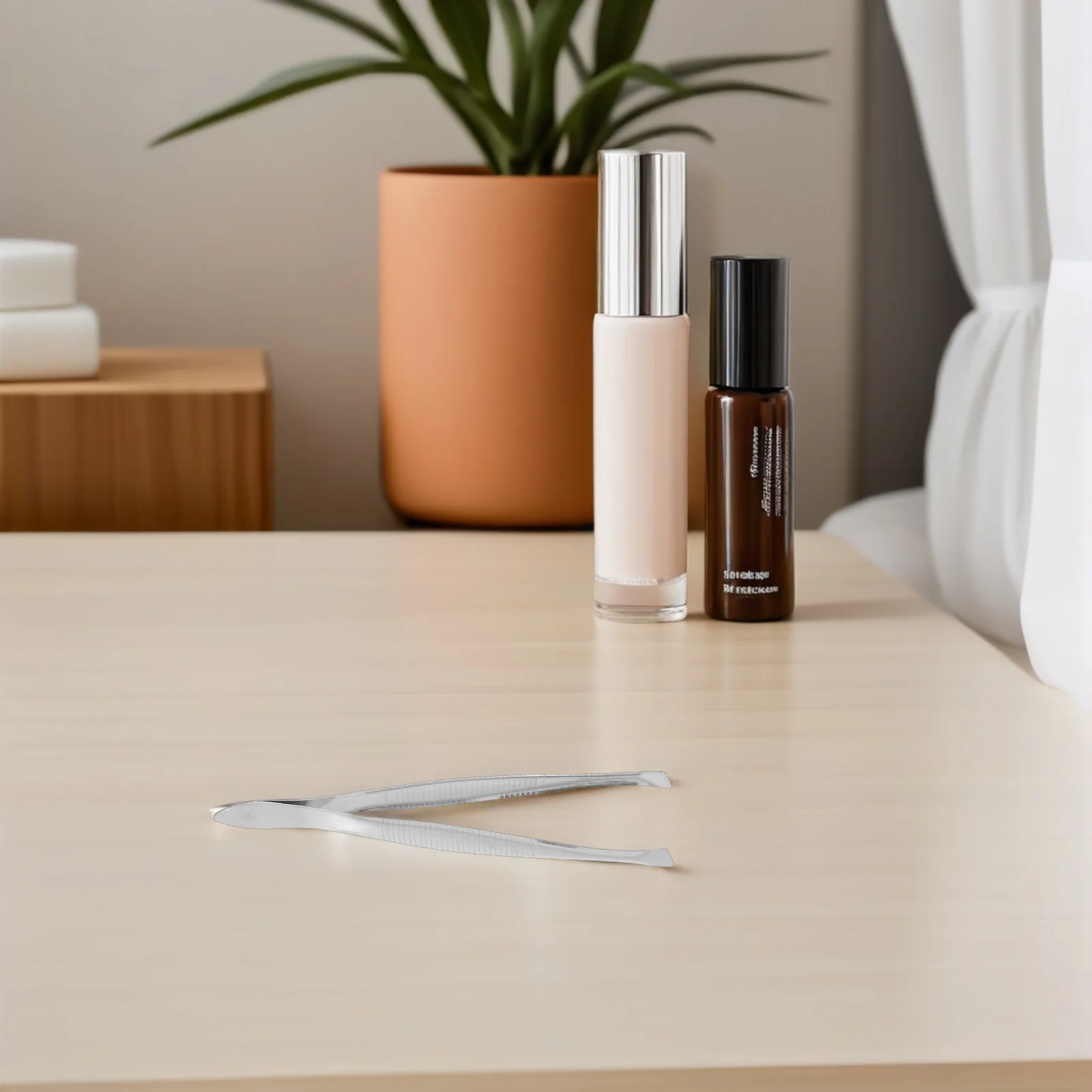 2Pcs Stainless Steel Eyebrow Clamp Perfectly Aligned Tips Hair Removal Tweezers Safe Design Portable Makeup Tool