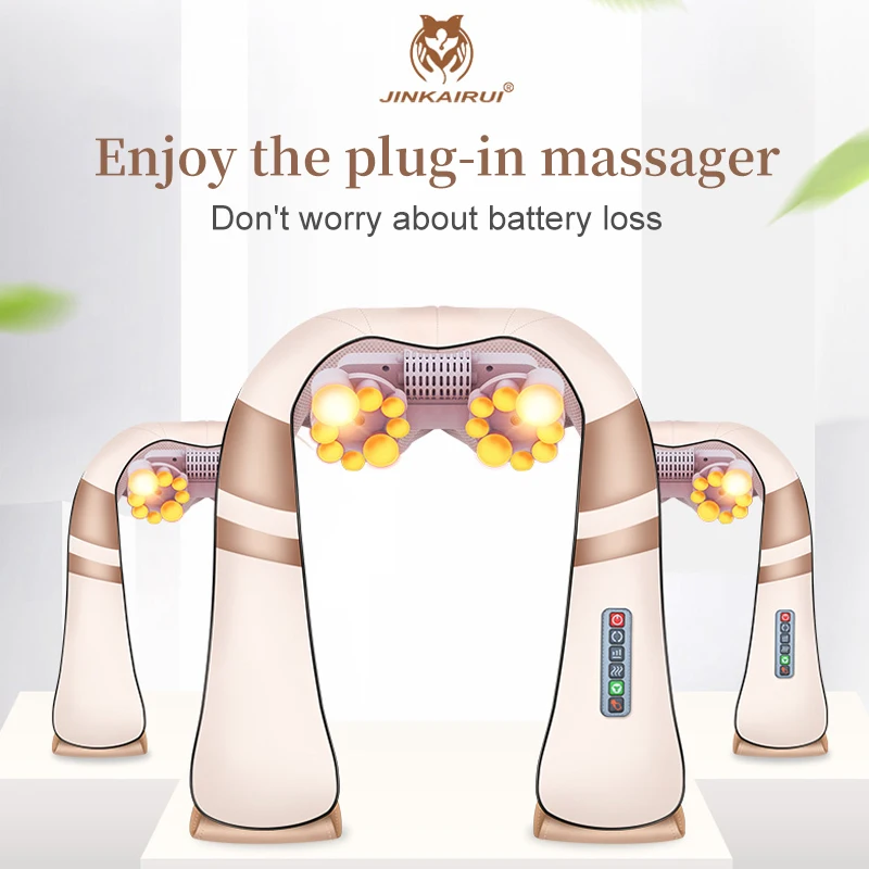 JinKaiRui-Elétrica 3D Shiatsu Massageador Corporal Completo com Terapia de Calor, Amassar Profundo, Portátil, Alívio Da Dor, Pescoço, Costas