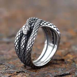 Punk Rock Rock Fashion Men's, good detail, 3D snake, gothic style, 316L stainless steel, jewelry ring biker, new, 2024 10 Main Sales Men's Stainless Steel Ring - №9