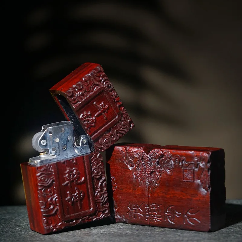 2026 New Style Exquisitely Carved Rosewood Double-sided Embossed Art Lighter Is The First Choice for Men’s Gifts