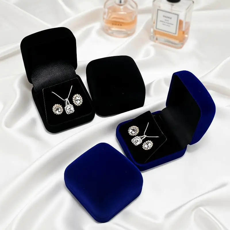 Velvet Stud Earrings Small Necklace Storage Box Organizer Case Jewelry Display Gift Packaging Boxes Portable Travel Wedding