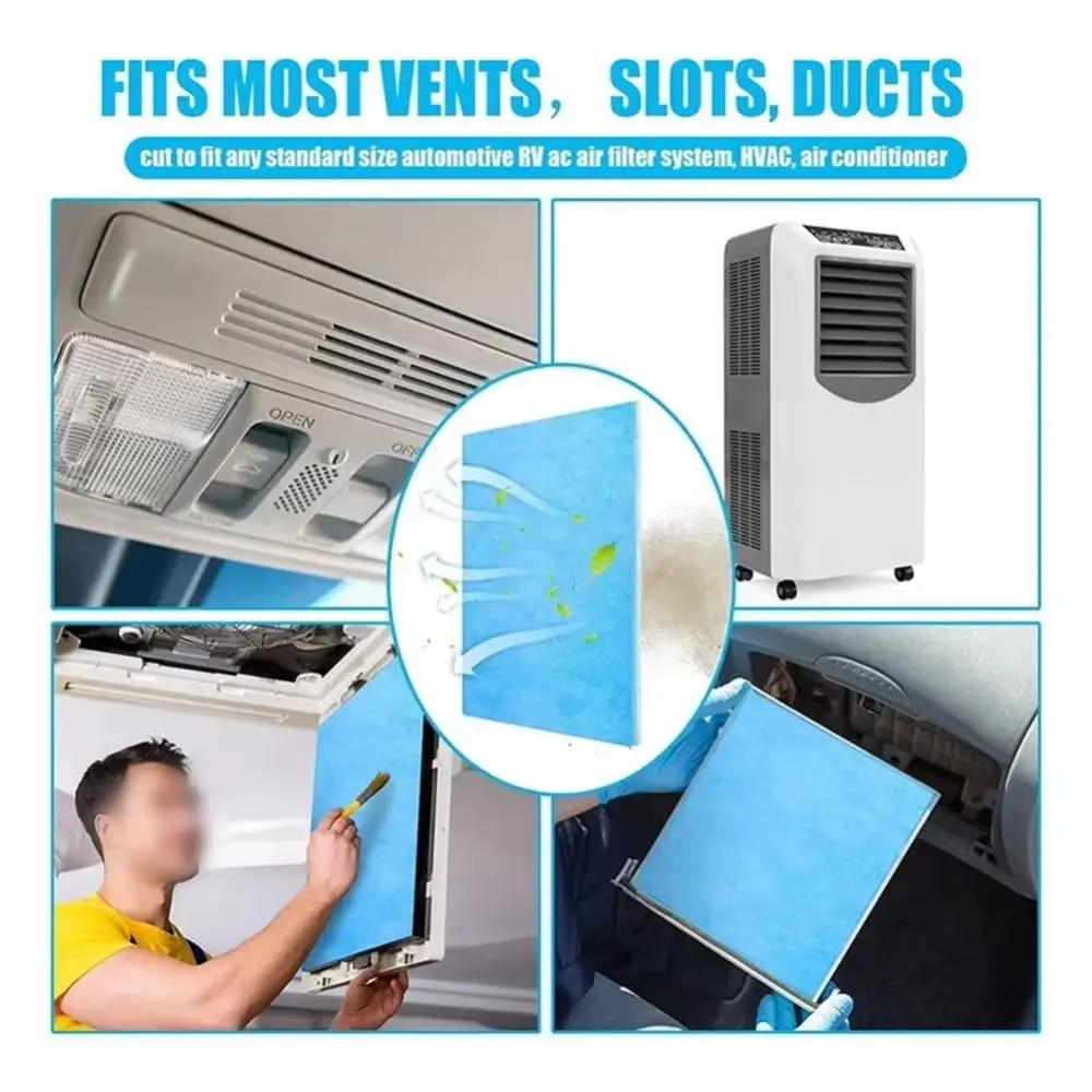 Reusable Air Filter Cotton Blue White Filter Pad Replacement Filter Filter Sheet Dust Removal Air Conditioning Filter RV Furnace
