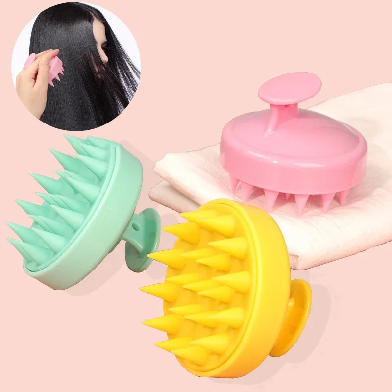 

1pc Silicone Scalp Massage Comb Handheld Round Soft Shampoo Brush Portable Hair Clean Tool Hair Care Women Beauty Bathroom Combs