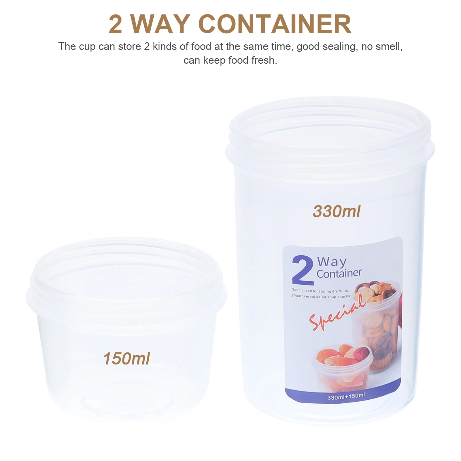

Double Layer Food Container Portable Breakfast Cup Fruit Oatmeal Cup Fresh Keeping Sealed Storage Box for Office School Picnic