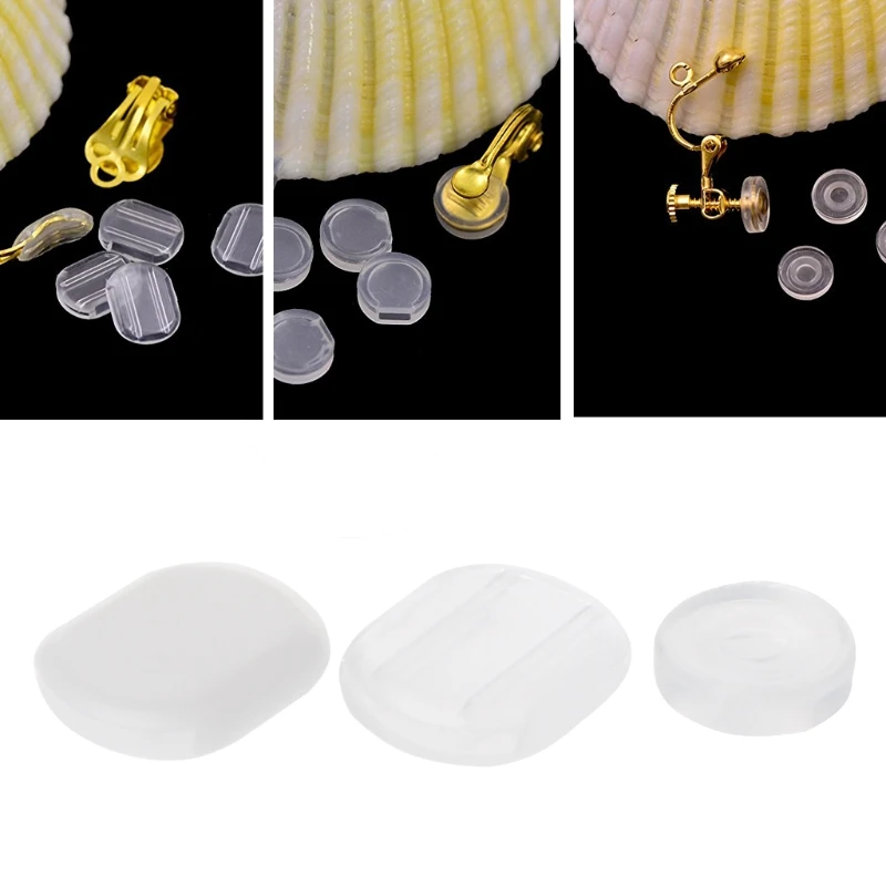 50 Pieces Clear Silicone Earring Pads Portable Anti Pain Earring Cushion for Clip-on Earrings Jewelry Accessories Gift