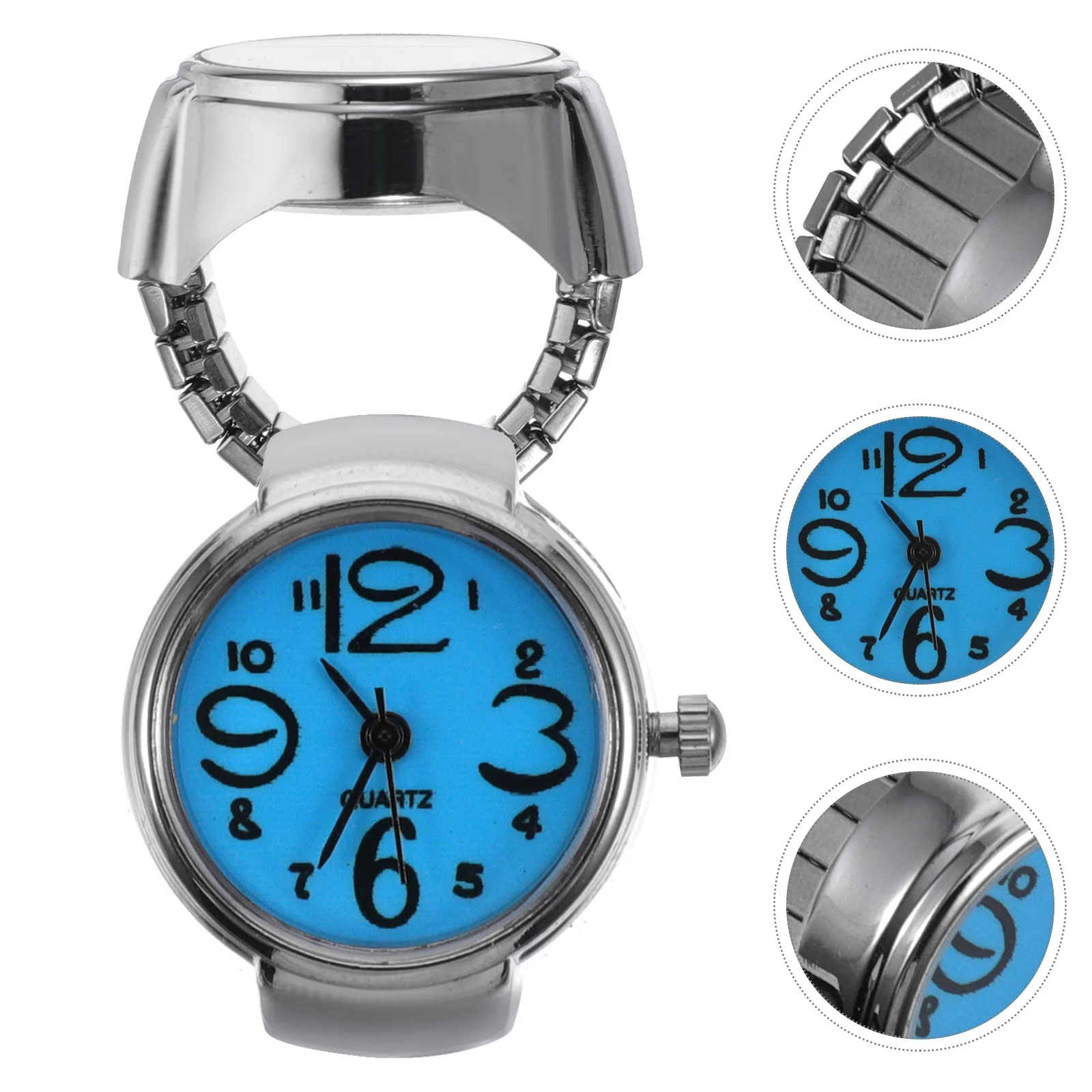 

2 шт., часы с кольцом для пары, модные аксессуары, мини-кварцевые часы на палец, синие для подарка друзей, путешествия, часы с обручальным кольцом