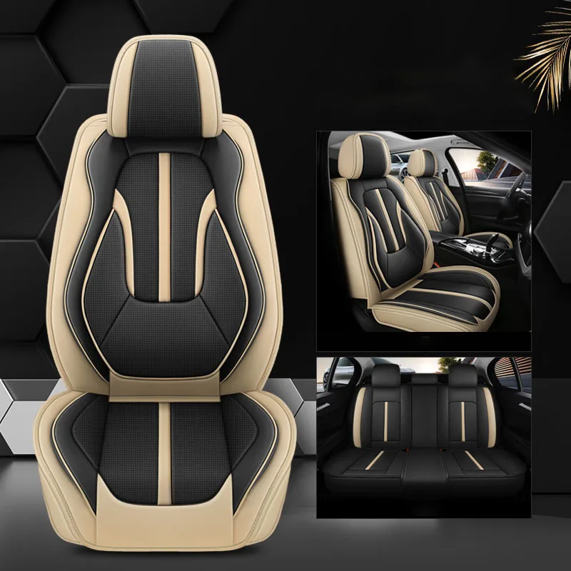 

Breathable Leather Car Seat Cover Full Set For Geely Geometry C Atlas Pro Mitsubishi Lancer Outlander Universal Auto Accsesories