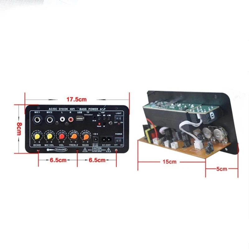 AC 220V Digital Bluetooth Stereo Amplifier Board Audio Amplifiers Subwoofer Karaoke Player Amplifiers US Plug