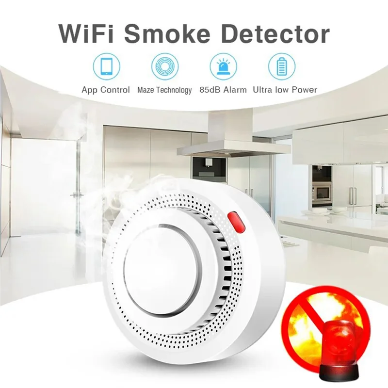 -B48C Tuya Wifi Rookmelder Rokerij Combinatie Brandalarm Home Security System Brandweerman 1PCS