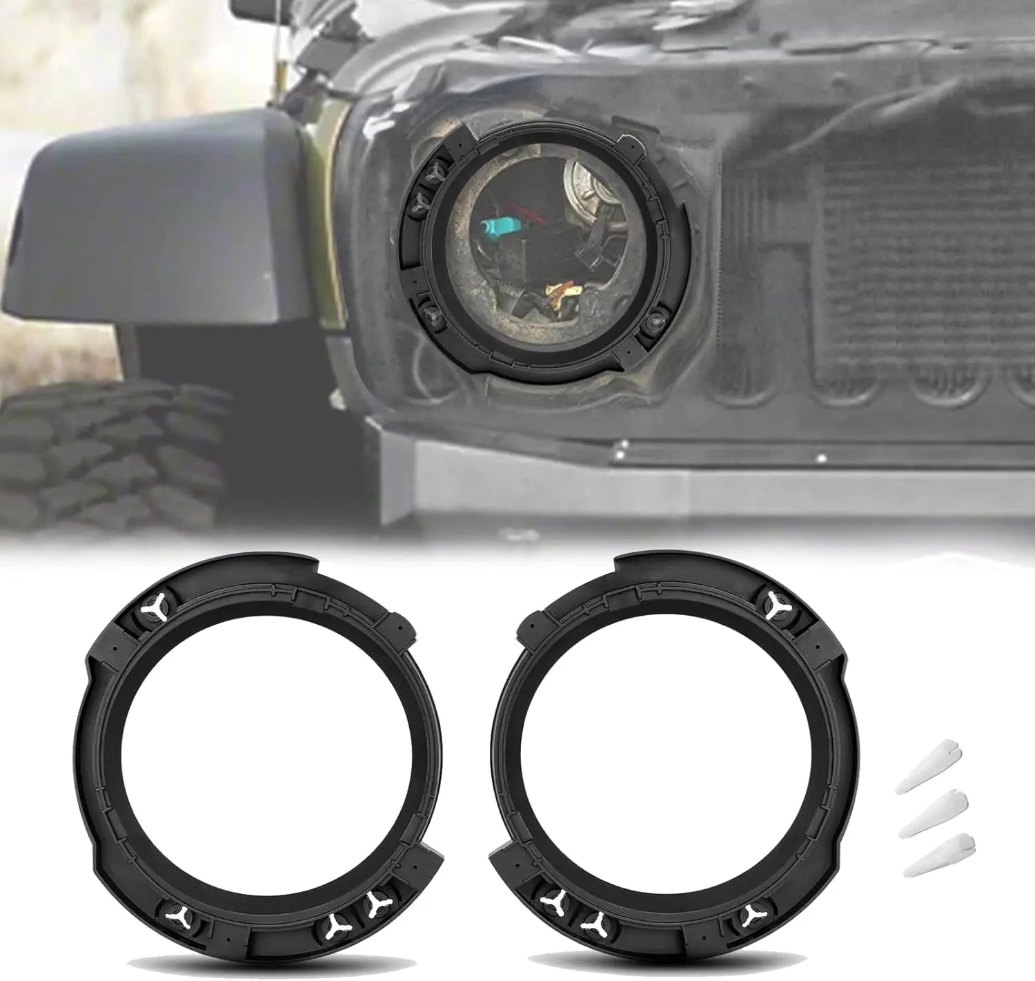 7-Zoll-Ring-Set mit runder Scheinwerfer-Montagehalterung und Scheinwerfer-Metallring für Jeep Wrangler JK & Unlimited 2007–2018 – Detail 8