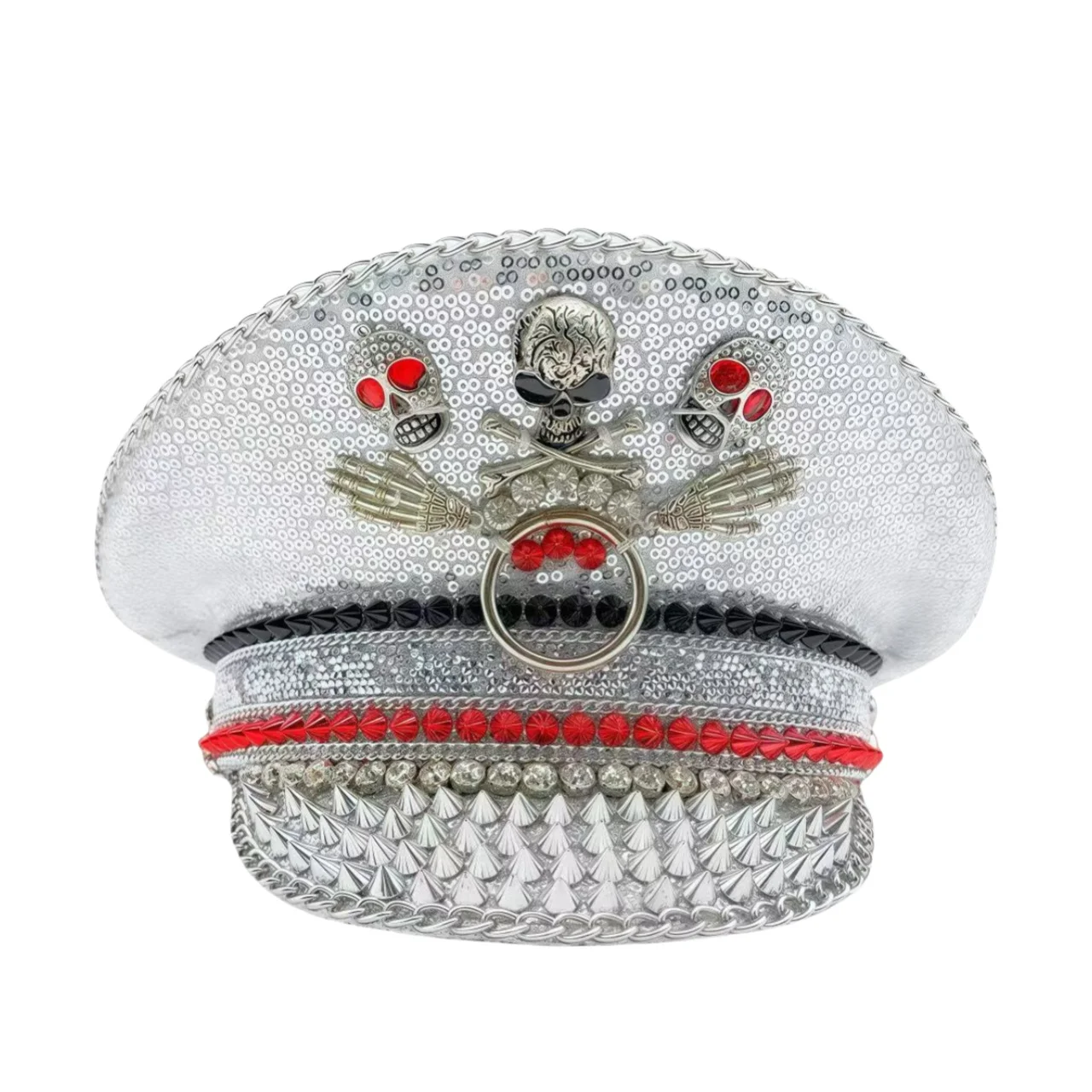 Chapéu de fantasia de festival de música HongLuan, chapéus de capitão com strass para mulher de carnaval, acessórios femininos de cosplay