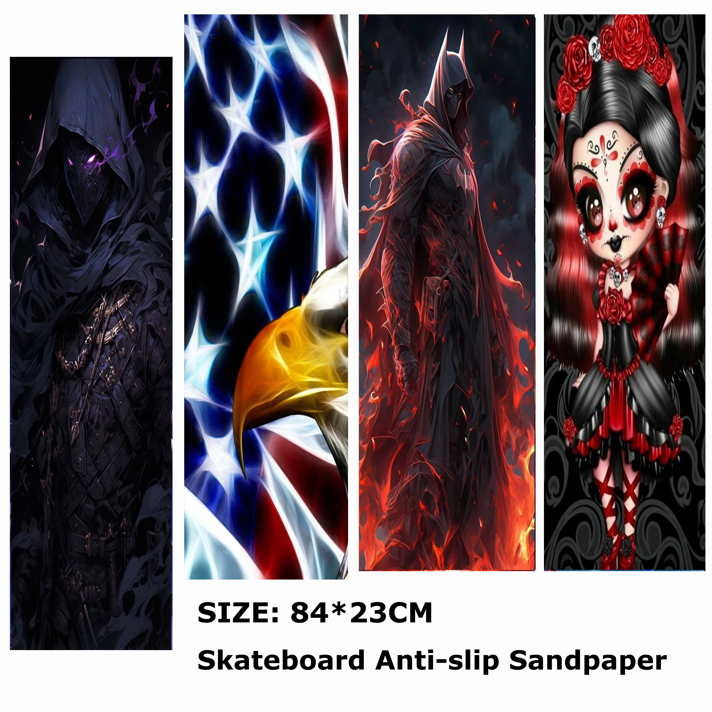 Samurai Anime Mural Pattern Electric Scooter Anti-slip Sticker Sandpaper Skateboard Anti-slip Tape Sheet 84*23cm