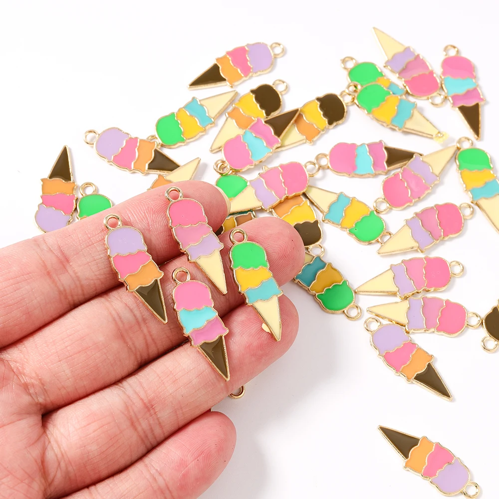 Duarte 20Pcs/Lot Cute Enamel Summer Food Ice Cream Drink Charms Pendants for Jewelry Making Earrings Necklace DIY Craft Supplies