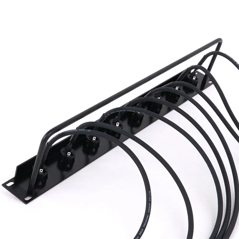 1pc Customized 8-Way 1U Cabinet XLR Audio Jumper Rack,8-Hole Panel Mount 3Pin XLR Male Socket+Audio Shielded Cable-Free Welding