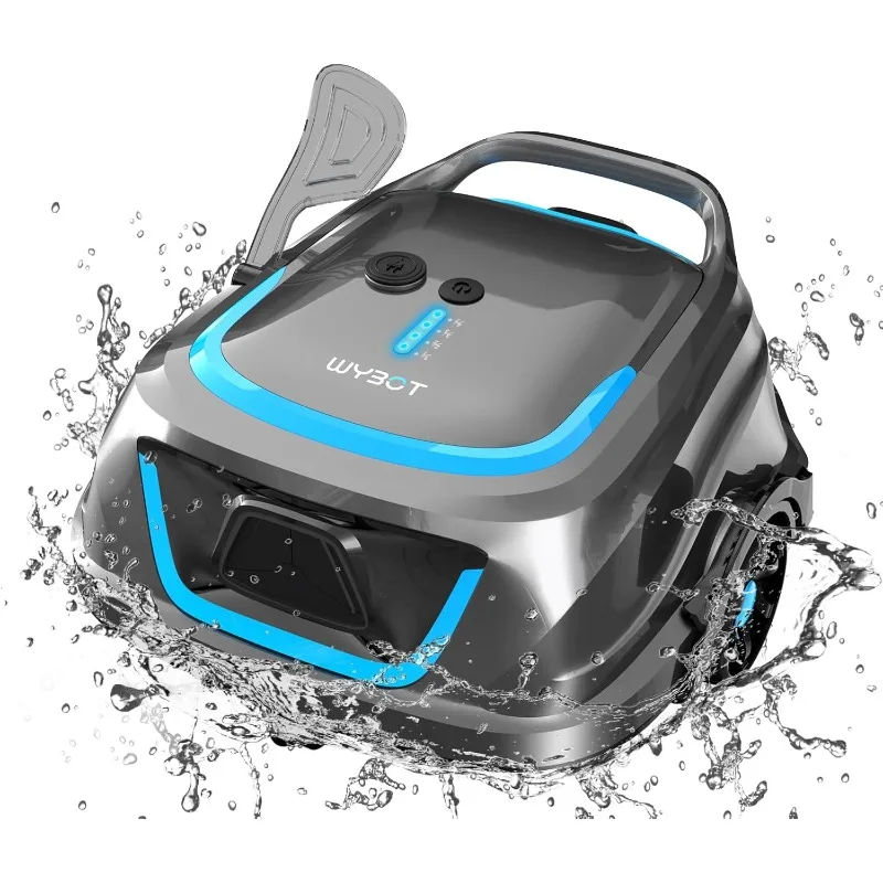 (New Upgraded) WYBOT A1 Cordless Robotic Pool Cleaner, Automatic Pool Vacuum with 120 Mins, Double Filters, LED Indicator