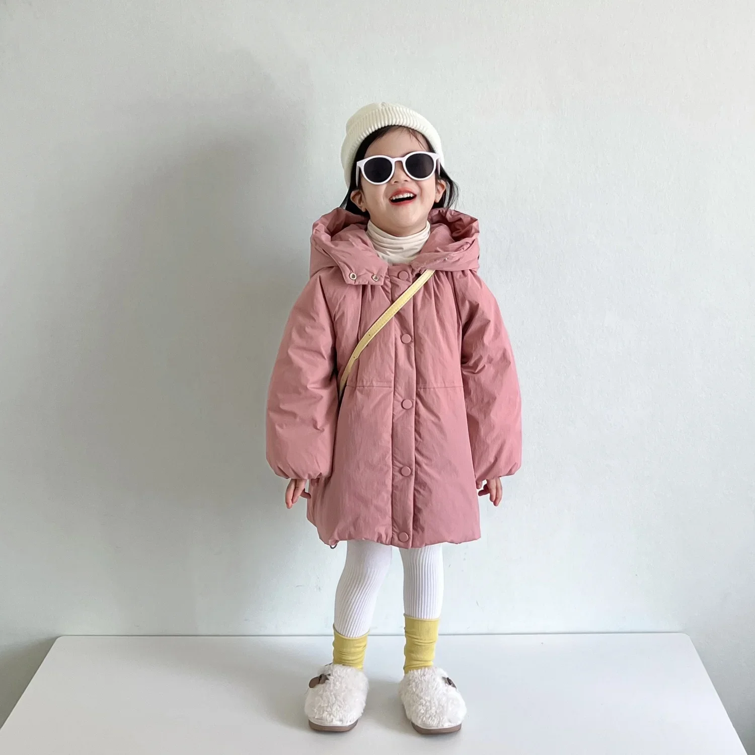 Girls' New Down Coat Winter Boys and Girls' Thickened Down Coat Korean Version Loose Kids' Hooded Coat Kids Jackets Girls