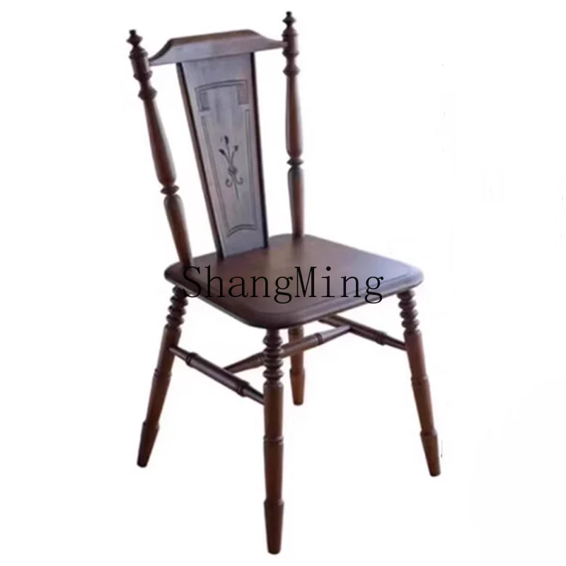 SM rural retro solid wood dining table and chairs old rectangular dining table simple home restaurant log table