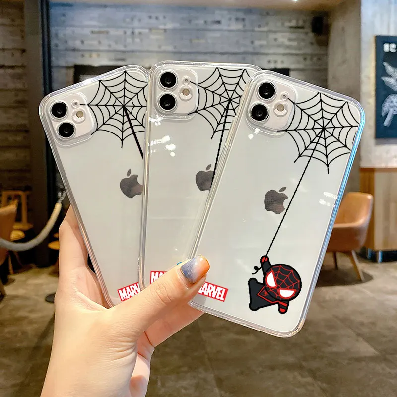 Cute Marvel Spiderman Phone Case for Xiaomi Redmi Note 11 10 Pro 10C 10S 8 7 9S 11S 9A 9C 9T 11T 9 K40 8T Clear Soft TPU Funda