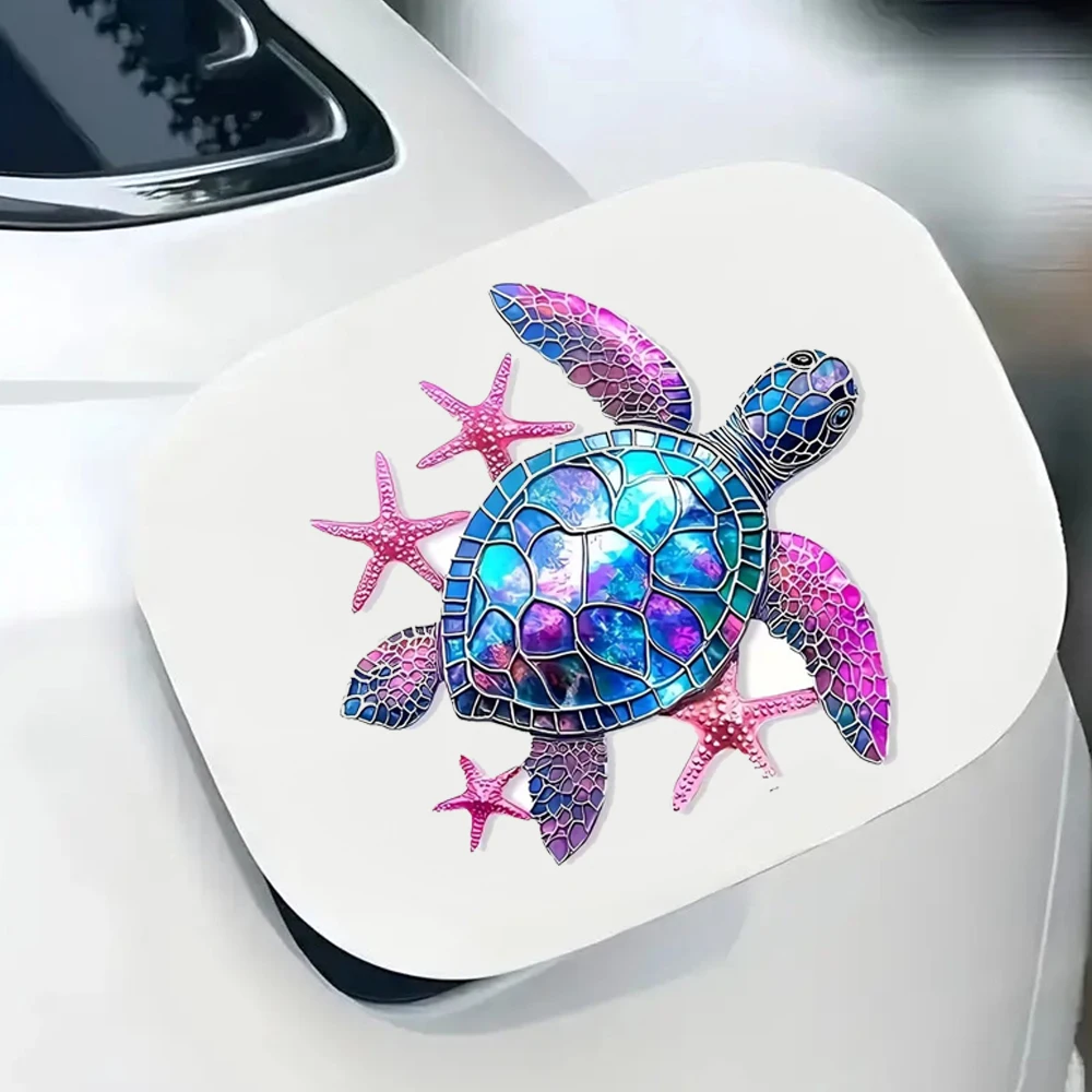 Cute Turtle and Starfish Vinyl Decal Sticker, elf-Adhesive Vinyl Car Bumper Sticker & Window Decal for Home, Life,