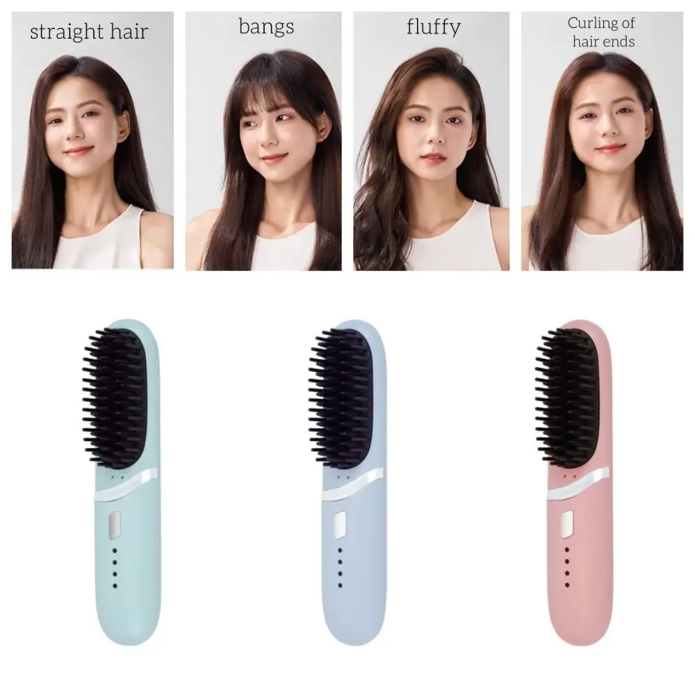

Negative Ion Heating Straightening Comb Straight Roll Dual-Purpose Long Lasting Charging Straight Hair Comb 3 Level Temperatures